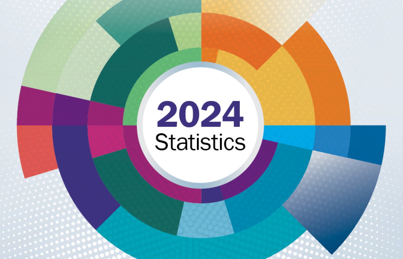 multi-colored circle around the words 2024 statistics