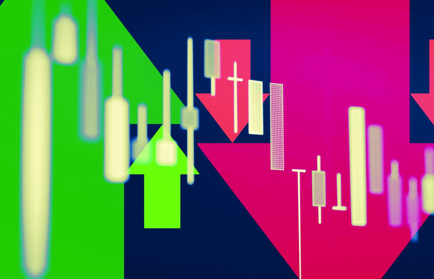 various red and green arrows pointing up and down