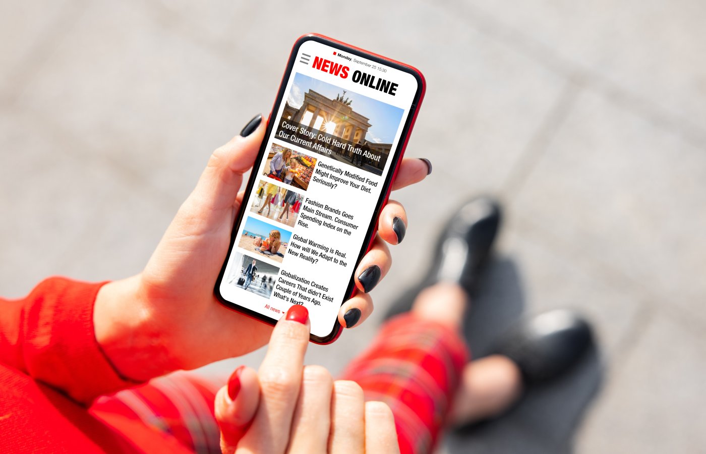 image of smartphone with news app