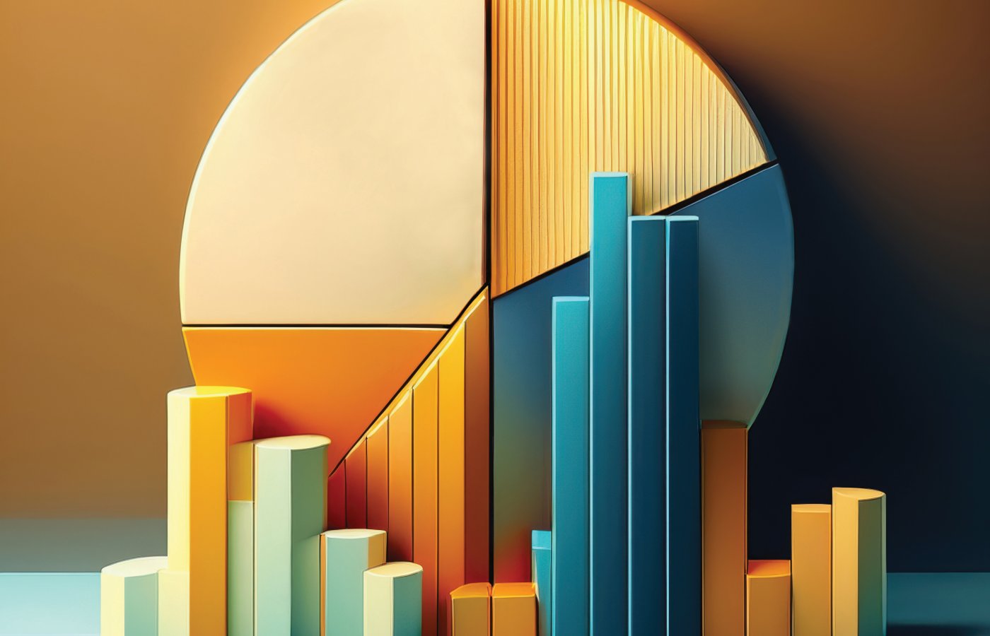 Image of pie chart and graph lines