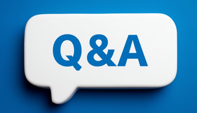 "Q&A" in a speech bubble over a blue background