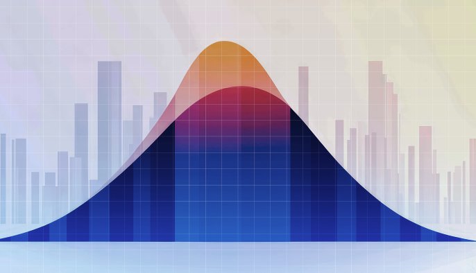 abstract illustration of a bell shaped graph with subtle lines and shapes in the background