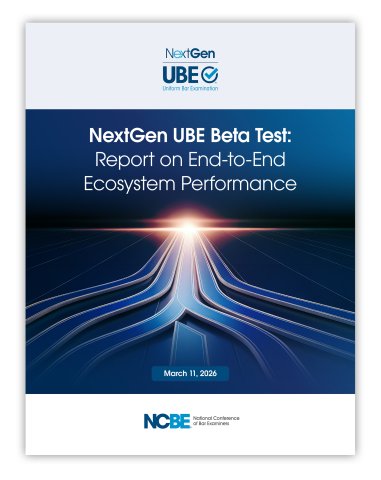 NextGen UBE Beta Test cover at a small size. Cover has the title of the report along with a futuristic illustration of lines converging to a burst of light