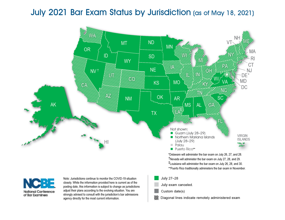 July 2021 Bar Exam Jurisdiction Information NCBE