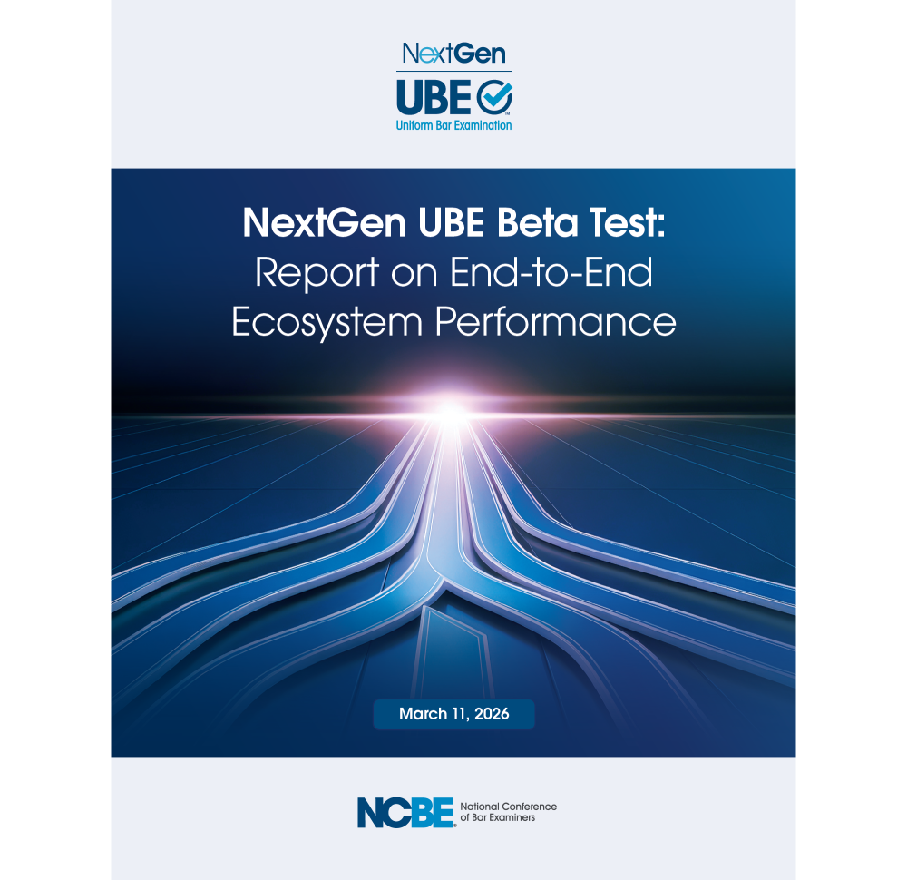 Cover image of the NextGen UBE Beta Report. Abstract lines converging into a beam of light